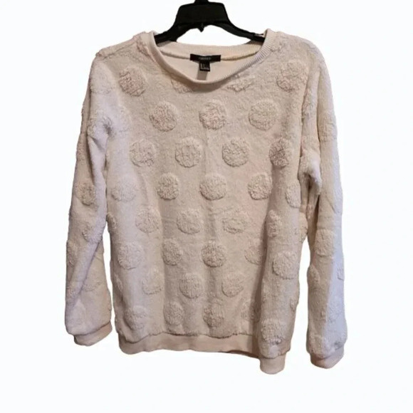 Forever 21 Fuzzy Furry Raised Polka Dot Sweater Size  Cream Color - Picture 1 of 4